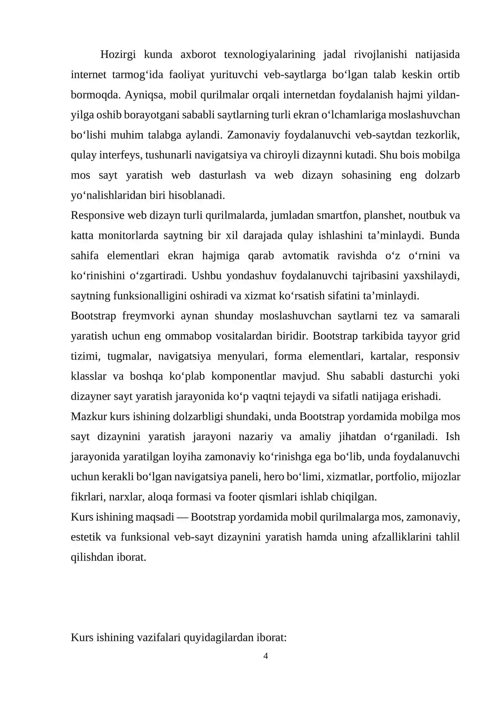 Bootstrap yordamida mobilga mos sayt dizaynini yaratish 4