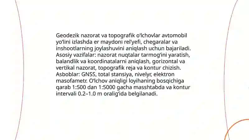 Avtomobil yollarini qidiruv ishlari tarkibi va turlari 4
