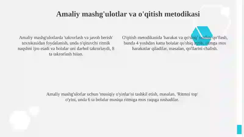 Musiqiy - Ritmik Faoliyatlarini Shakllantirish Uslubi 4