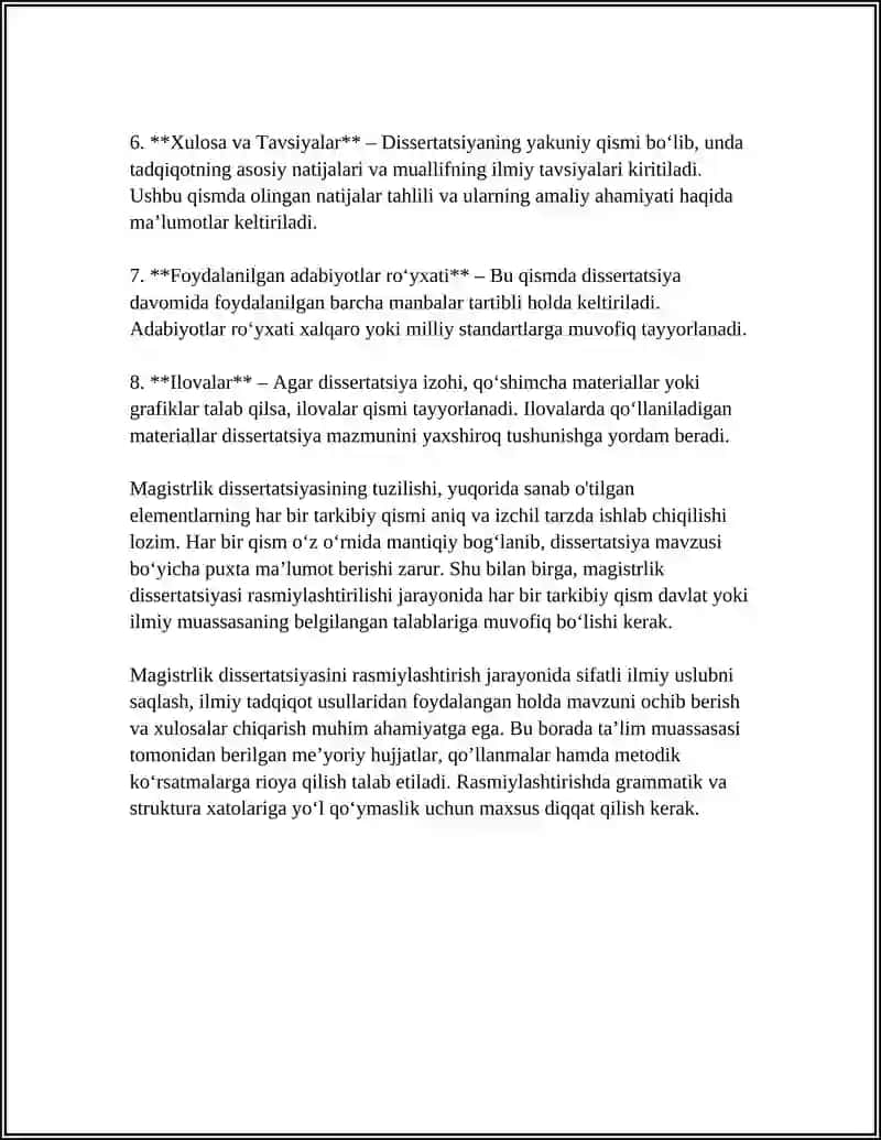 MAGISTIRLIK DISSERTATSIYASINI RASMIYLASHTIRISH 4