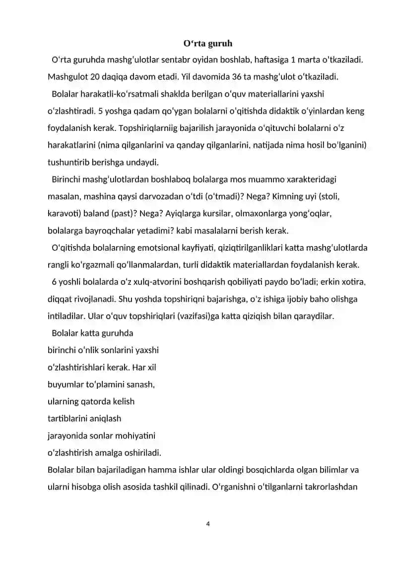 Maktabgacha yoshdagi bolalarda son va sanoq haqida  tushuncha hosil qilish va o’rgatish 4