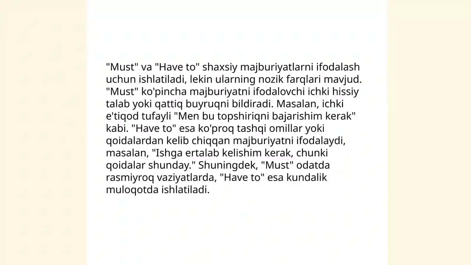 "Must" va "Mustn't" fe'llari 4