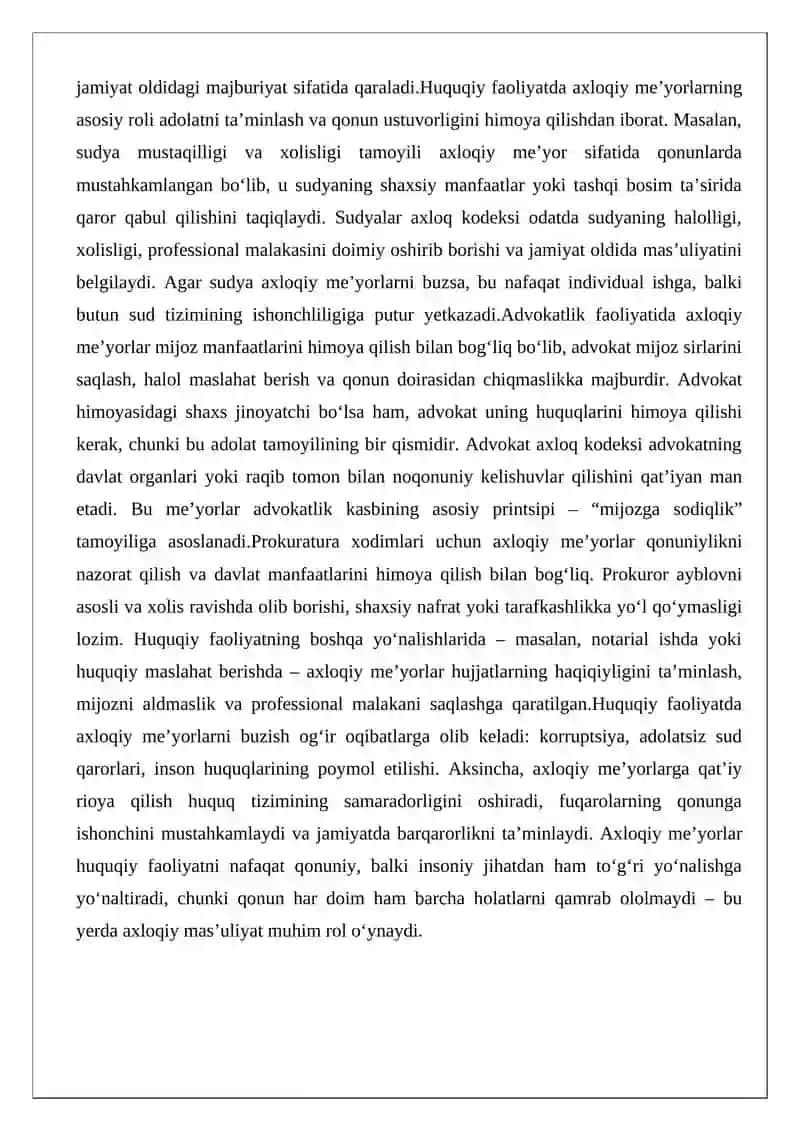 Advokat rioya etadigan axloqiy qoidalar 4