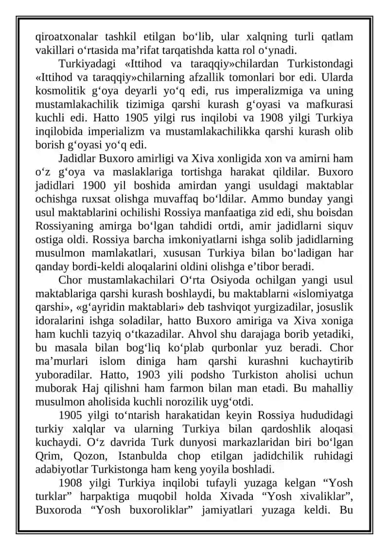 Milliy davlatchilikni barpo etishdagi harakatlar: Jadidchilik 4