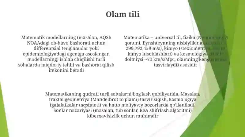 Matematikani rivojlantiruvchi kuchlar va uning boshqa fanlar bilan aloqasi 4