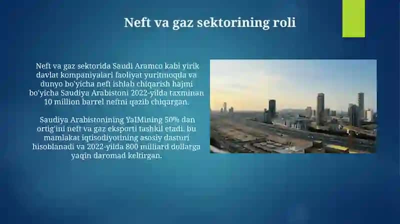 Saudiya Arabistonining iqtisodiy faoliyati va Yalpi ichki mahsulotning oʻsishi 4