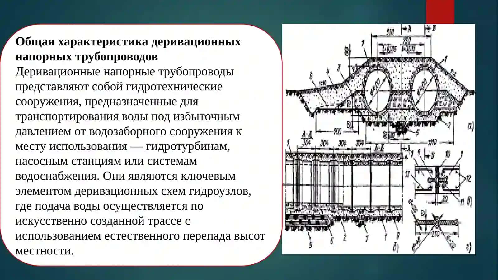 Деривационные напорные трубопроводы, их конструктивные схемы и области применения 4