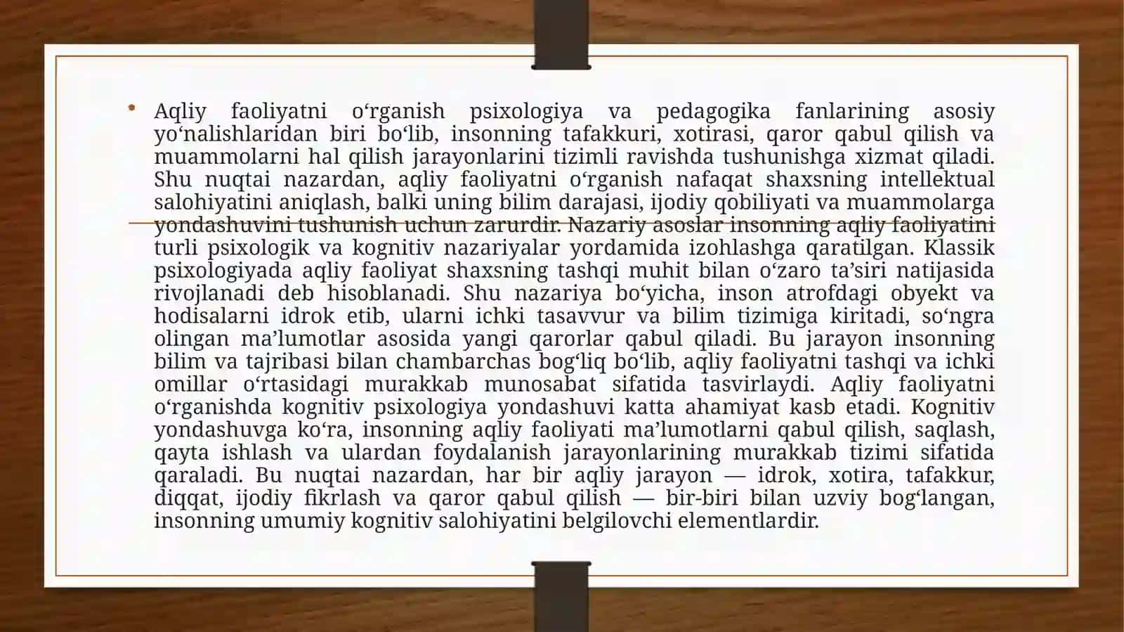 Aqliy faoliyatni o‘rganish uchun metodikalar 4