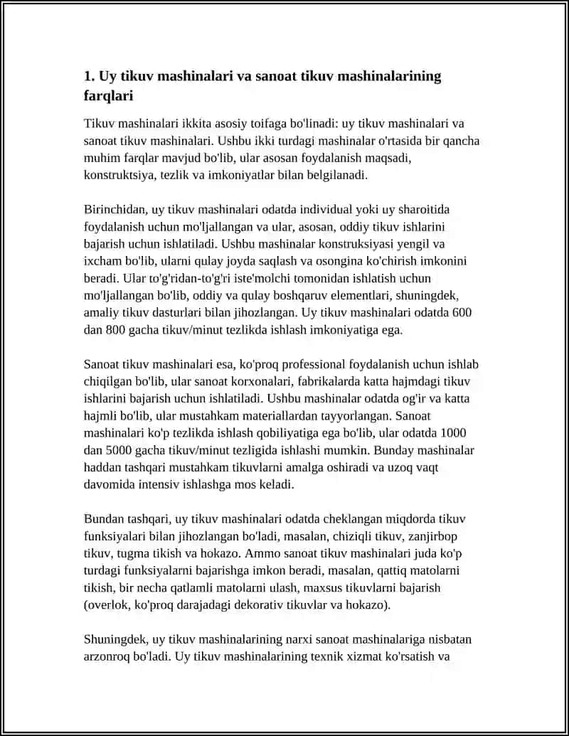 Uy tikuv mashinalari va sanoat tikuv mashinalarining farqlari 4
