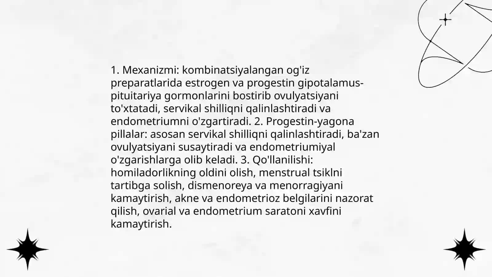 Kontrasepsiya vositalari. Probiotik va prebiotiklar 4