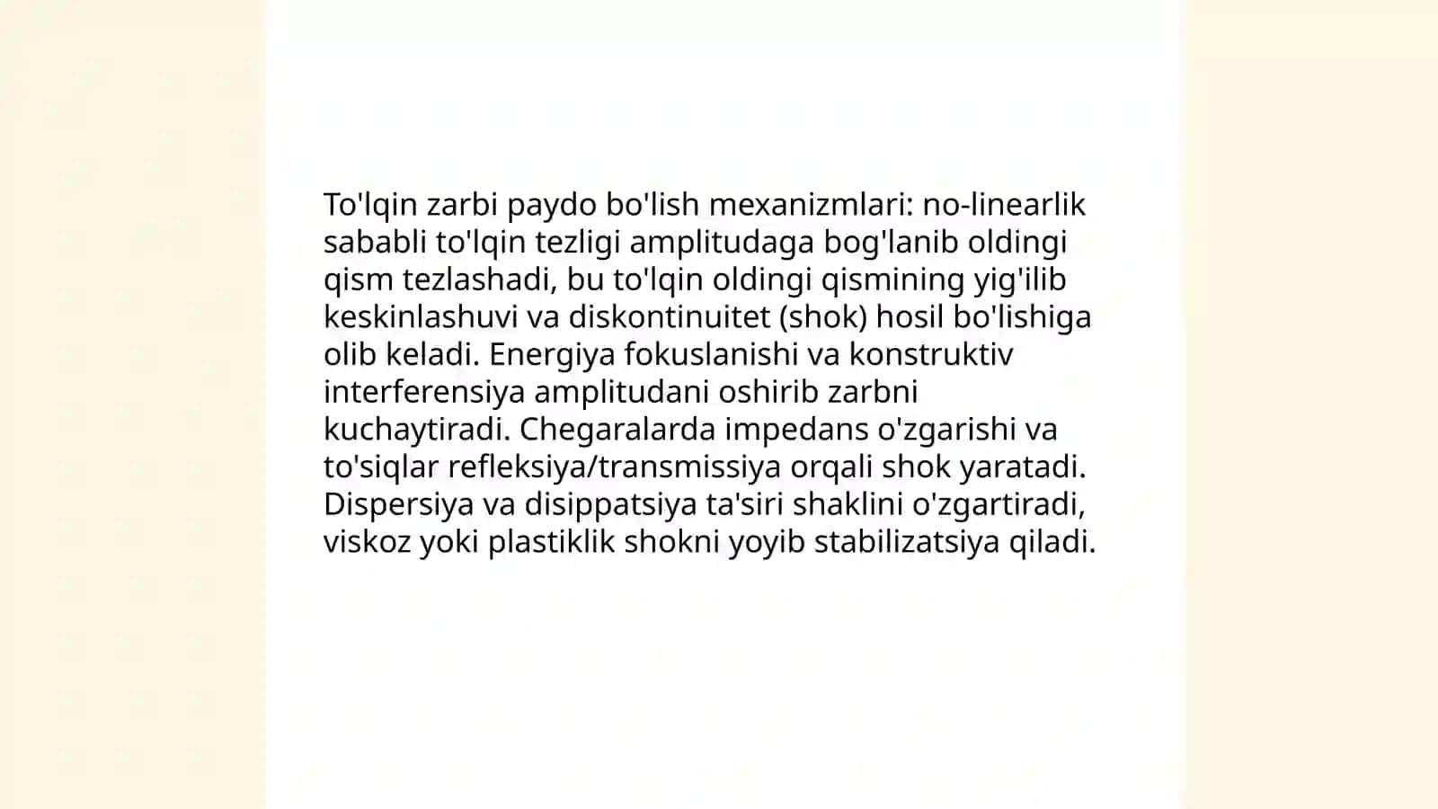 Tõlqin zarbi. Jabirlanish zonalari tavsifi. Yoruğlik ajralishi õtuvchi nurlar 4