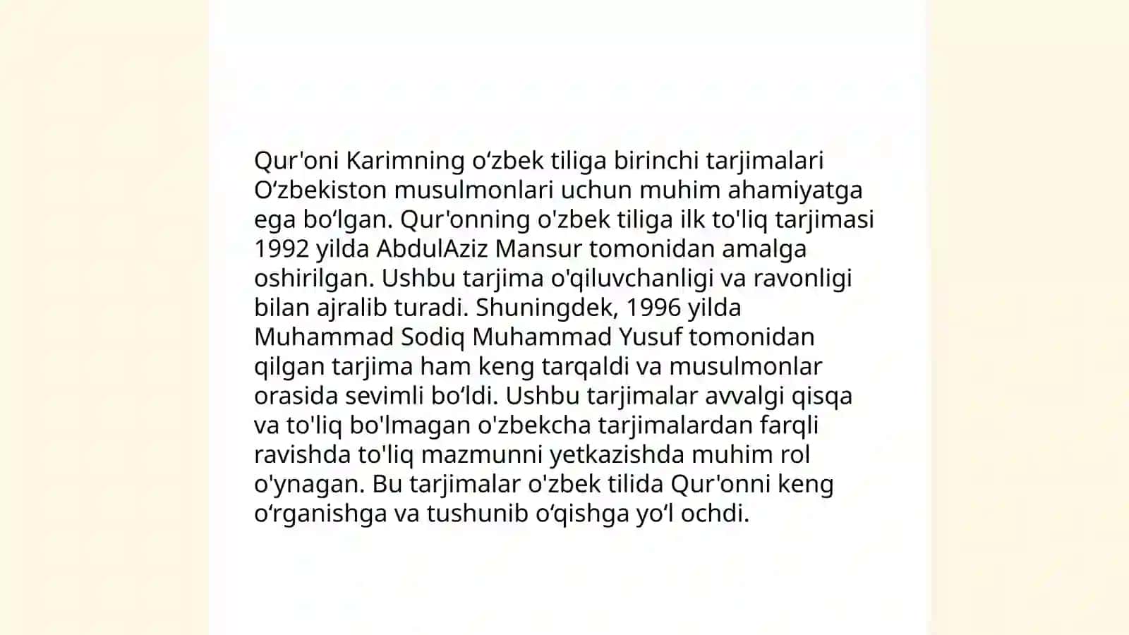 Mustaqillik yillarida Qur'onning o'zbek tiliga tarjima qilinishi va tafsirlari 4
