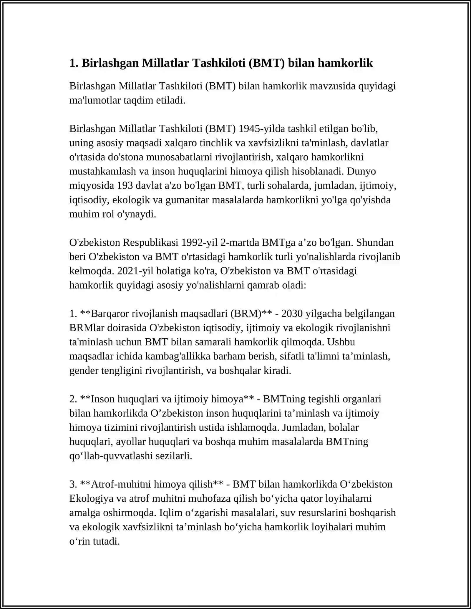 ÖZBEKISTONNING XALQARO TASHKILOTLAR BILAN HAMKORLIK ALOQALARI 4