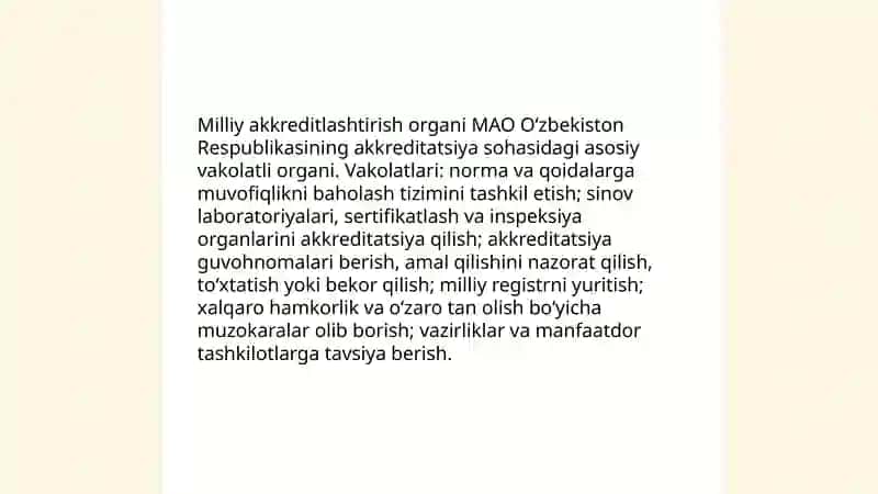 O'zbekiston Respublikasida akkreditlashtirish milliy tizimi 4