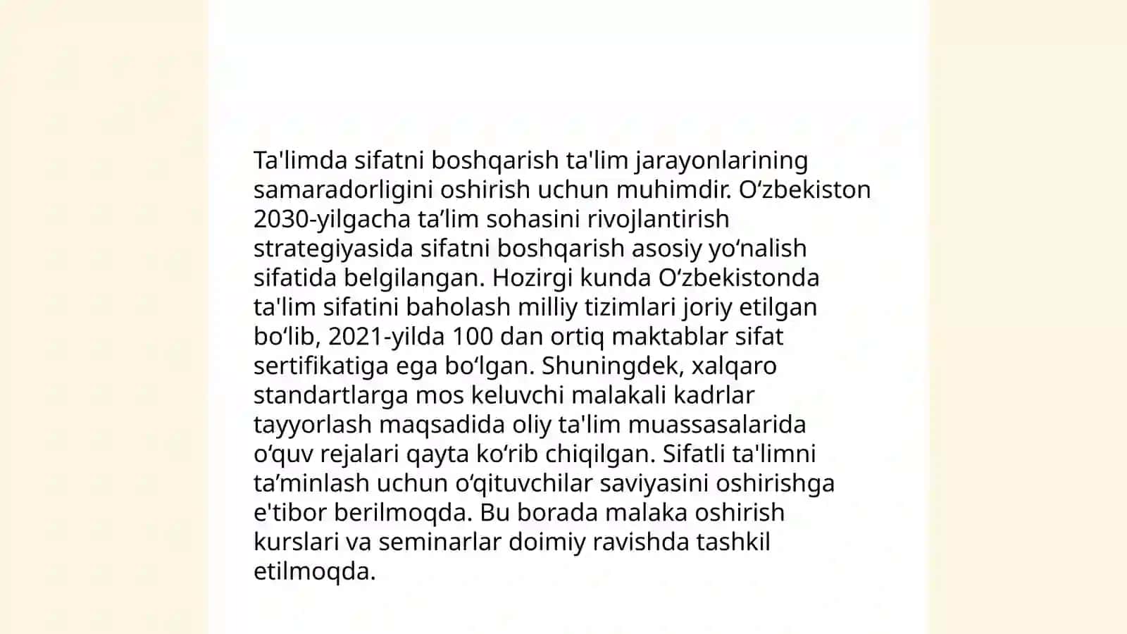 Ta'lim muassasalarini rivojlantirish strategiyasi 4