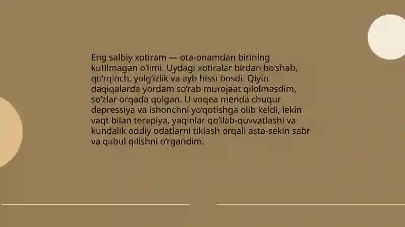 Hayotimdagi eng ijobiy xotira 4