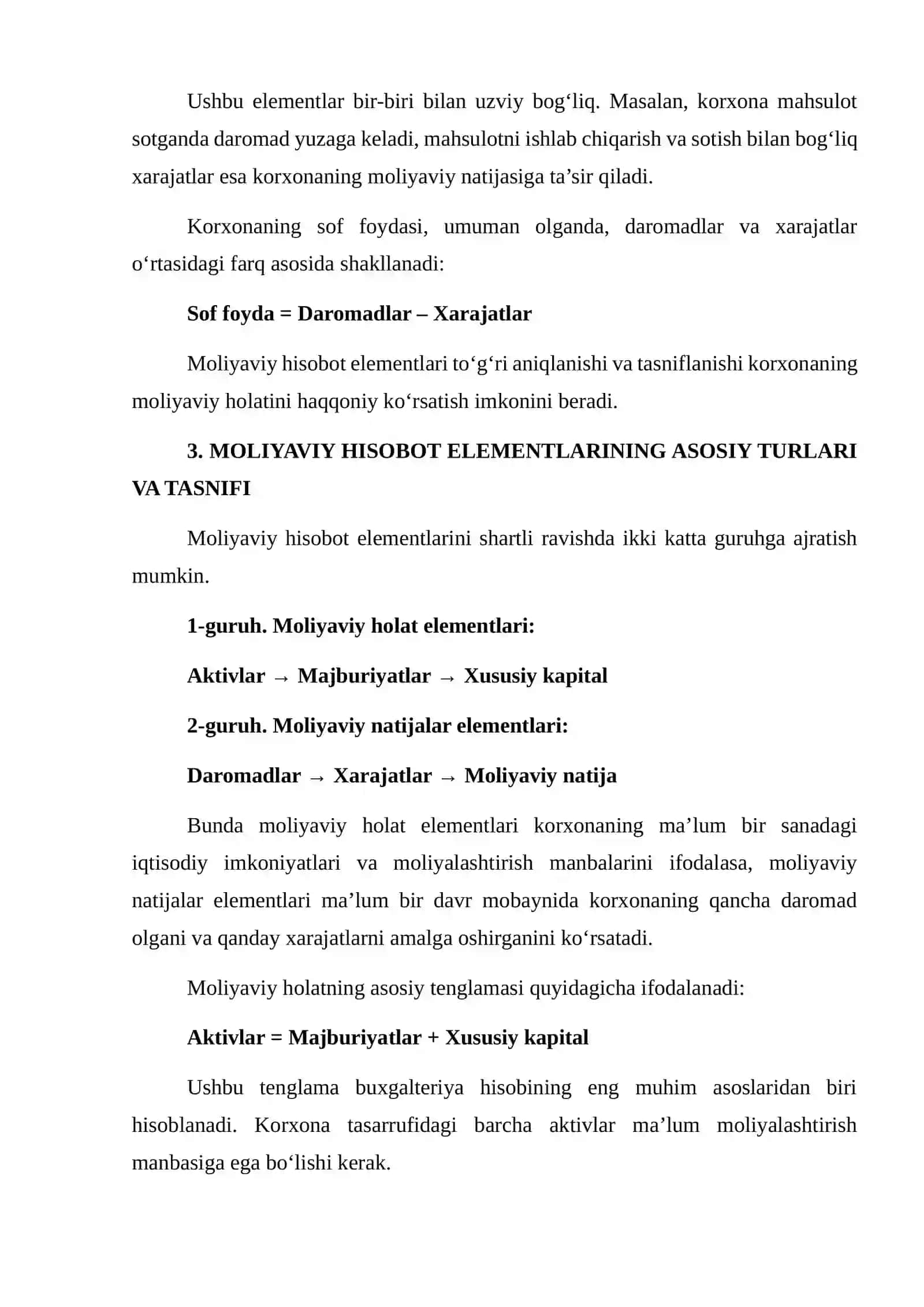 Moliyaviy Hisobot Elementlari Tasnifi 4