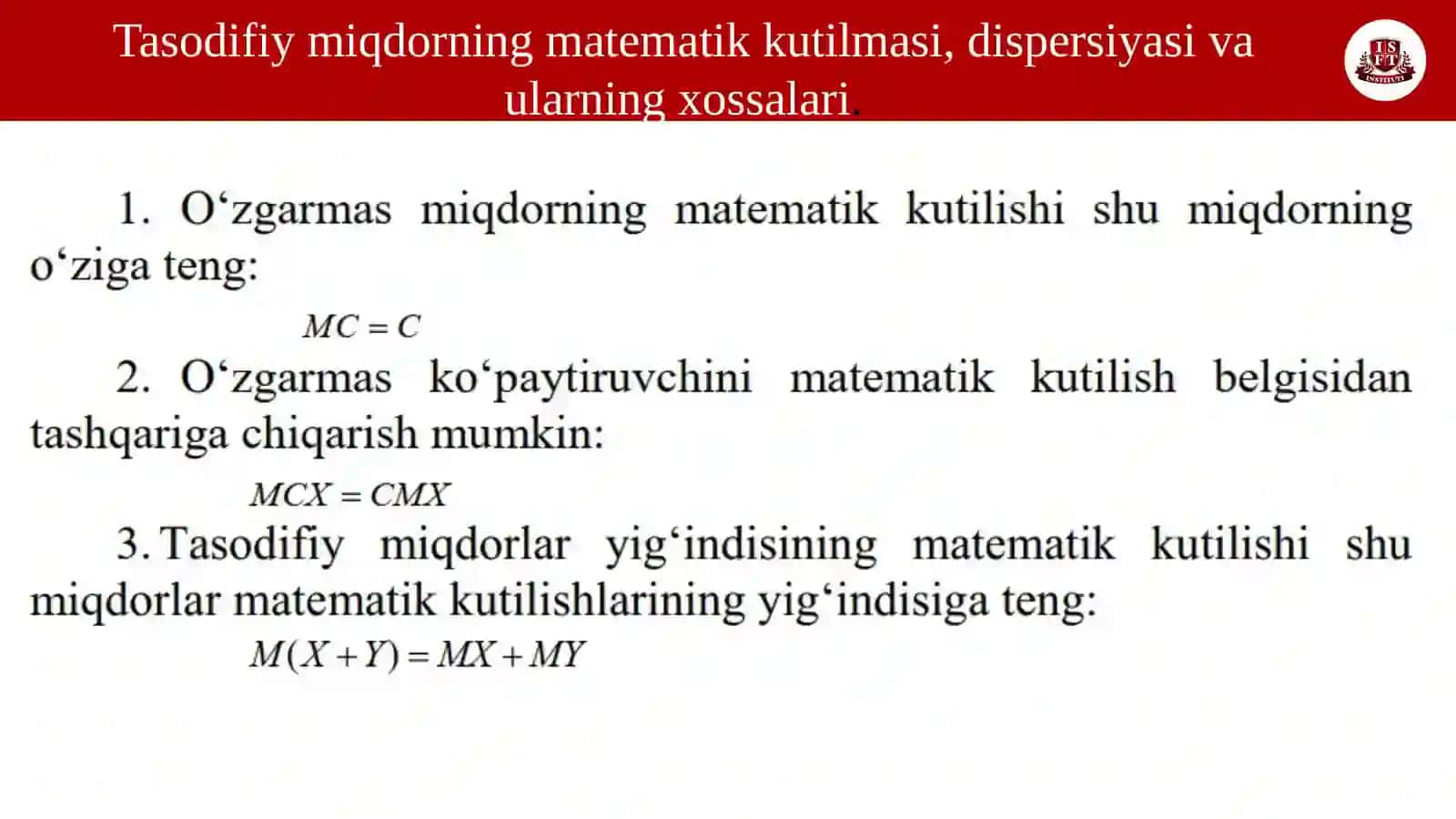 Tasodifiy miqdor va uning taqsimot funksiyasi 4