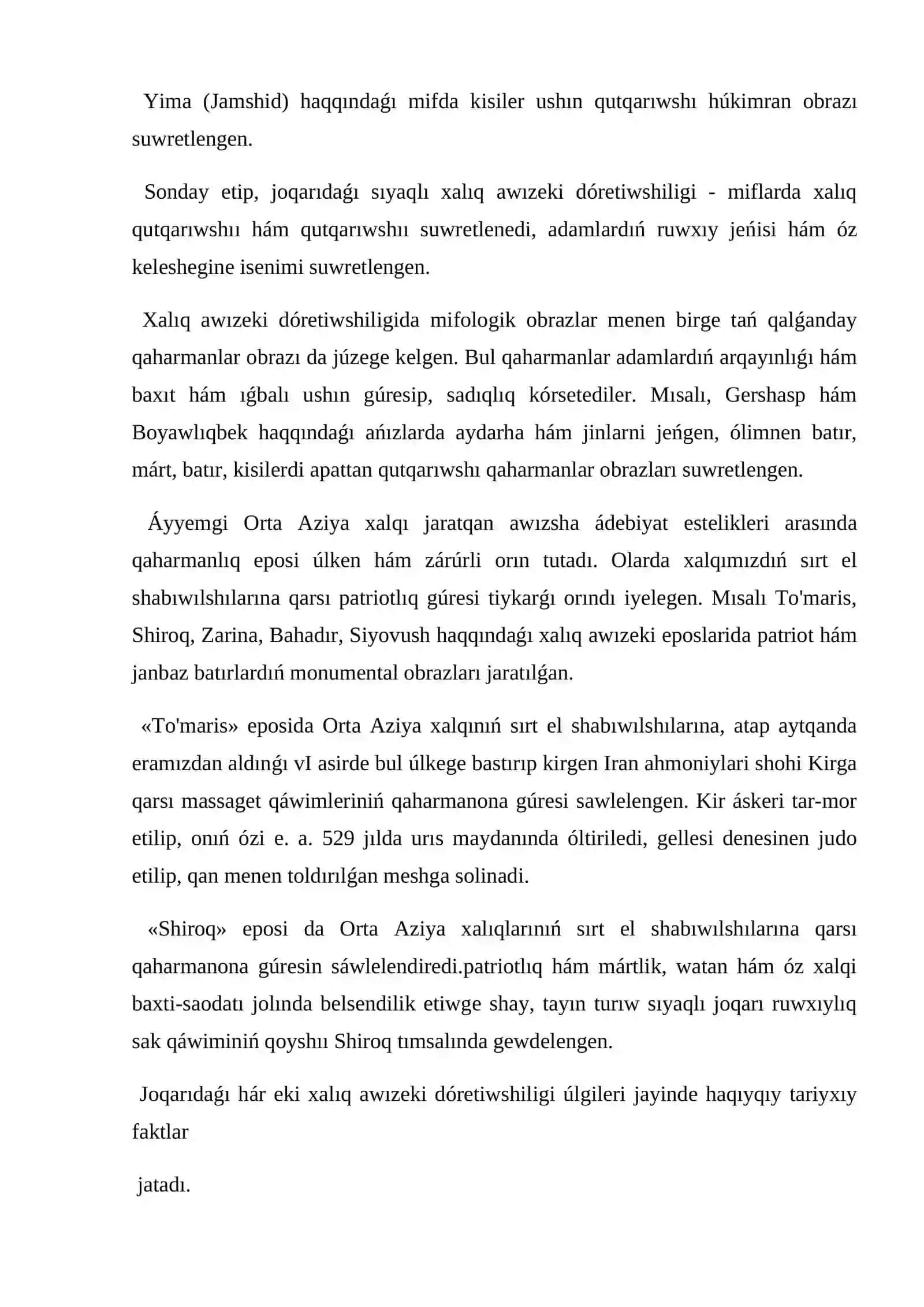 Baslanǵısh tálimde oqıwshılardıń ruwxıylıǵın túrli qáwiplerden asırawda xalıq awızeki dóretiwshiliginiń ornı 4