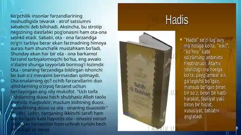 HADISLAR OILA TARBIYASINING MUHIM MANBAYI SIFATIDA 4