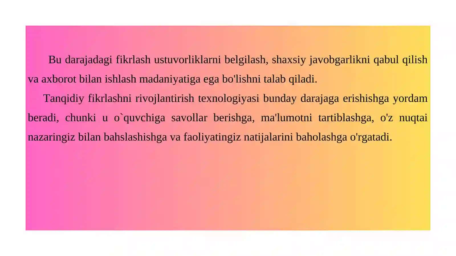PIRLS baholash tizimida tanqidiy o`qish va fikrlash tamoyillari 4