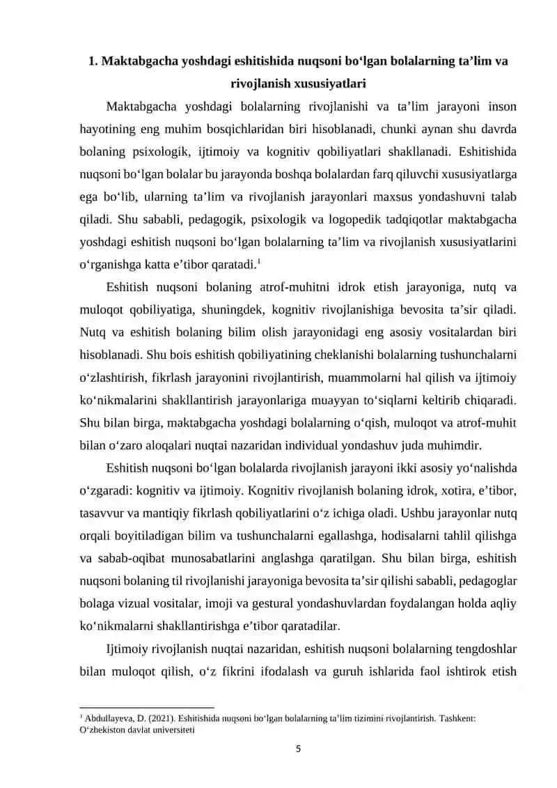 Maktabgacha yoshdagi eshitishida nuqsoni bo‘lgan shaxslarning ta’lim tizimini takomillashtirish 4