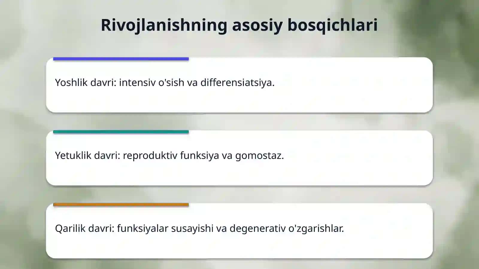 Postembrional rivojlanishning umumiy qonuniyatlari 4