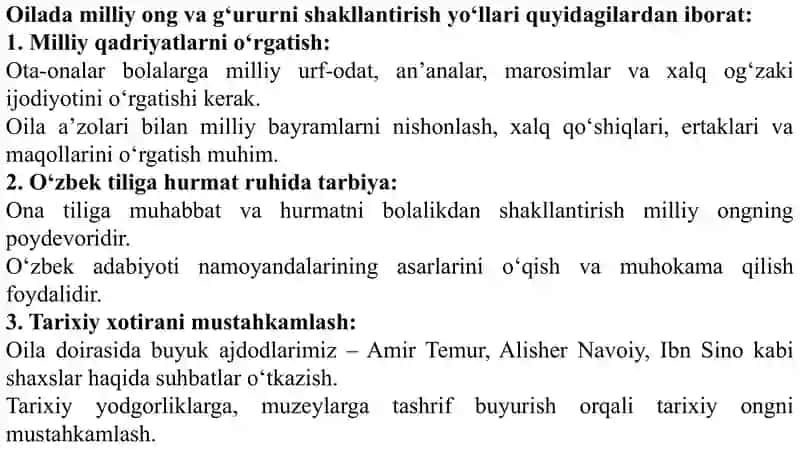 Milliy ong va milliy g’ururni shakillantirishda oilaning ahamiyati 4