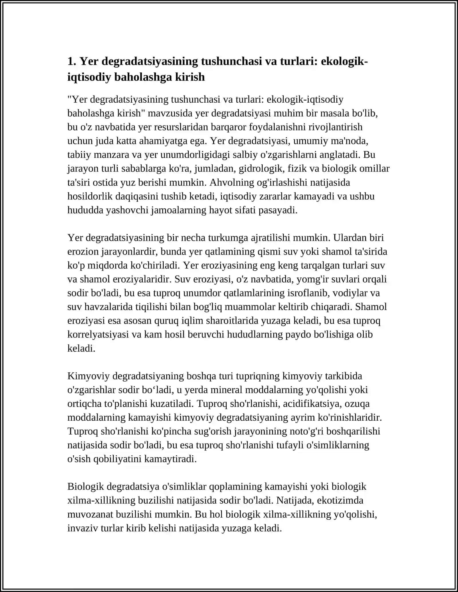 Yer degradatsiyasining tushunchasi va turlari: ekologik-iqtisodiy baholashga kirish 4