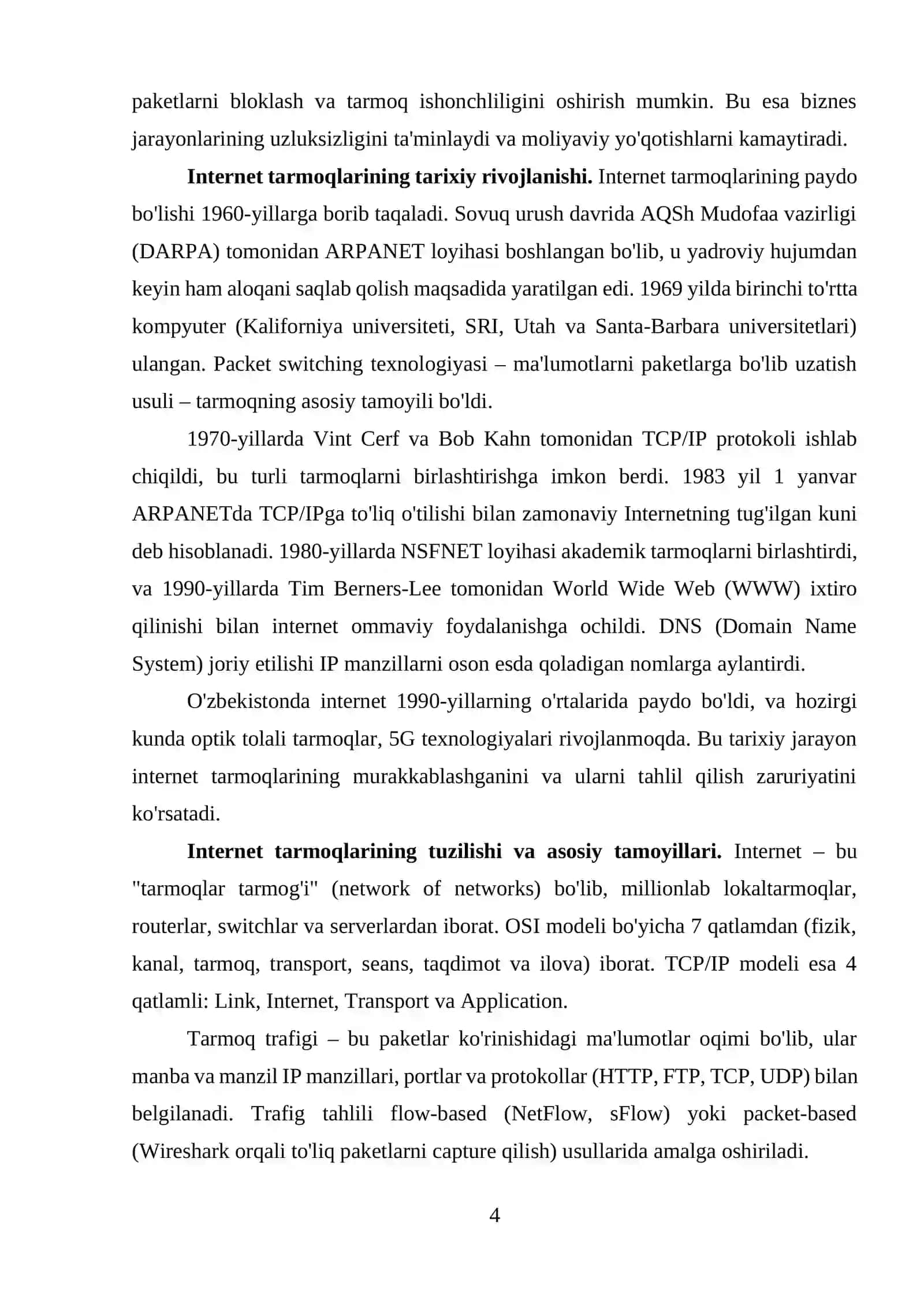 Internet tarmoqlarining tahlili 4