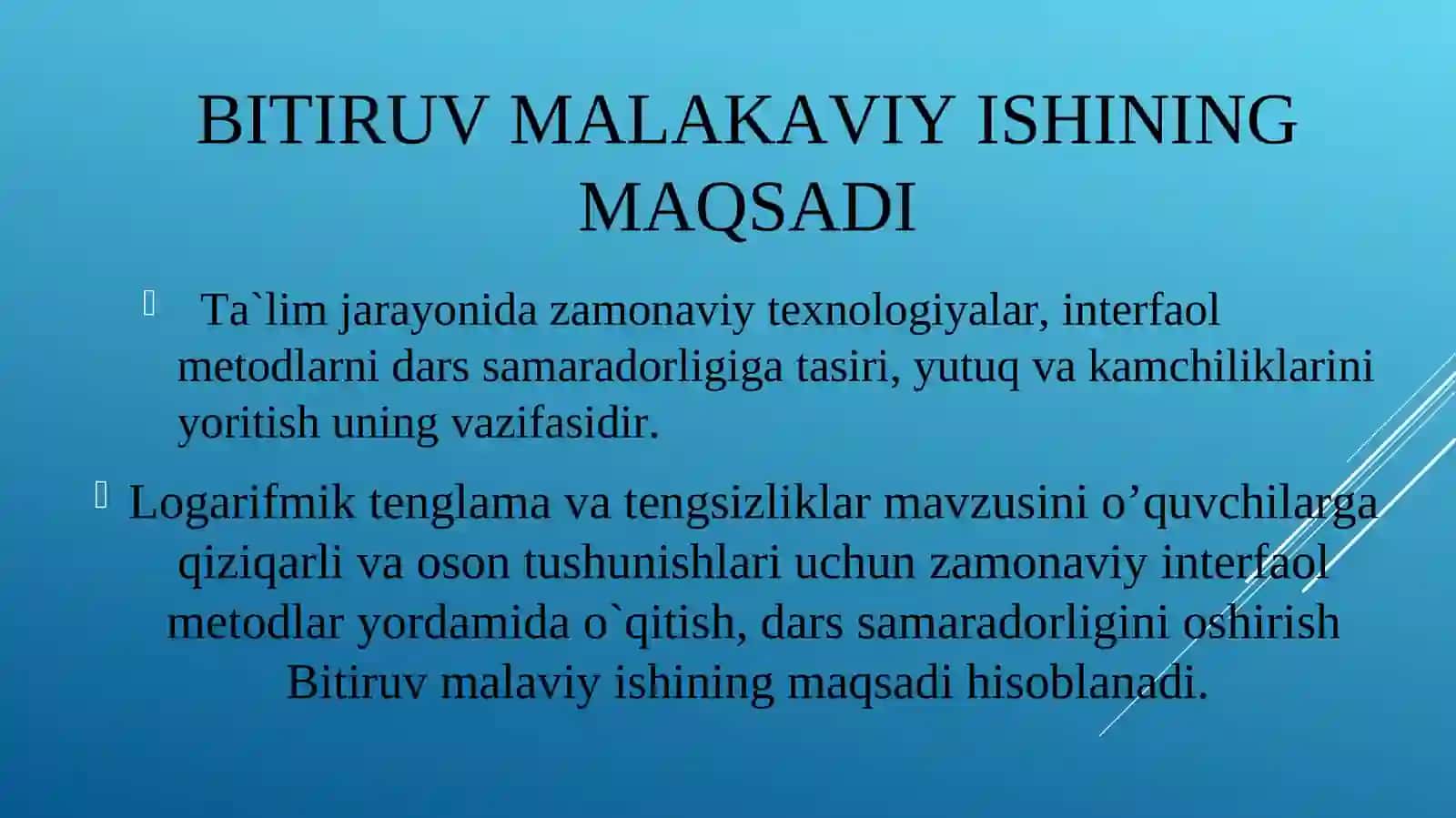 Logarifmik tenglamalar va tengsizliklar sistemasi hamda ularni yechish usullari 4