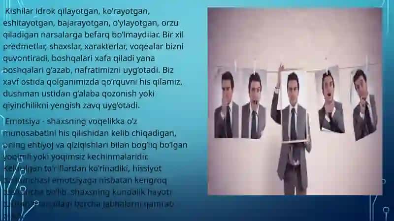 Hissiyot, hislarni kechirish shakllari, yuksak hislar. 4