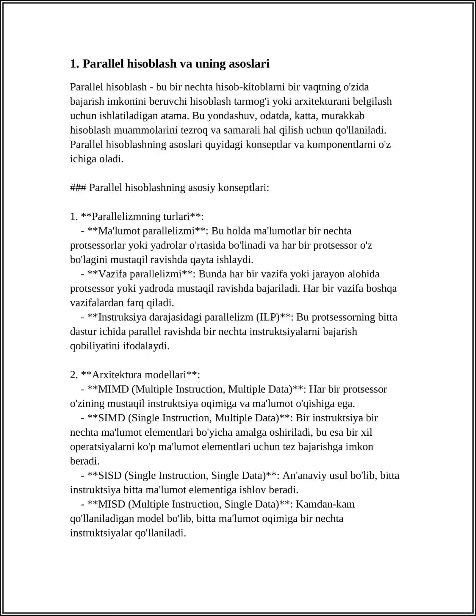 KOMPYUTERLARDA MA'LUMOTLARNING PARALLEL ISHLOV BERILISHI 4