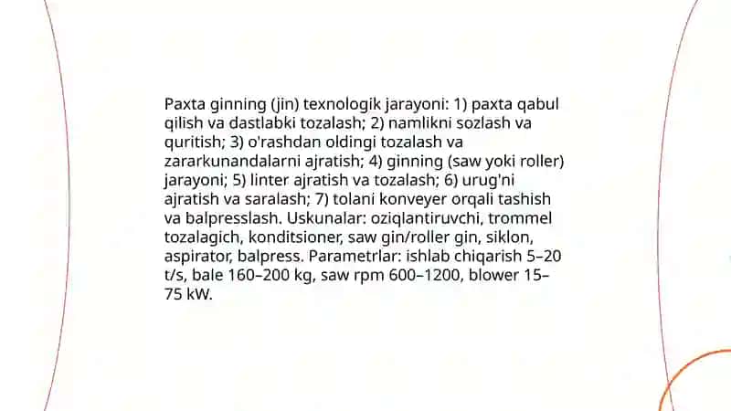 Jin va linter arralarini tayyorlash texnologik jarayonlari 4