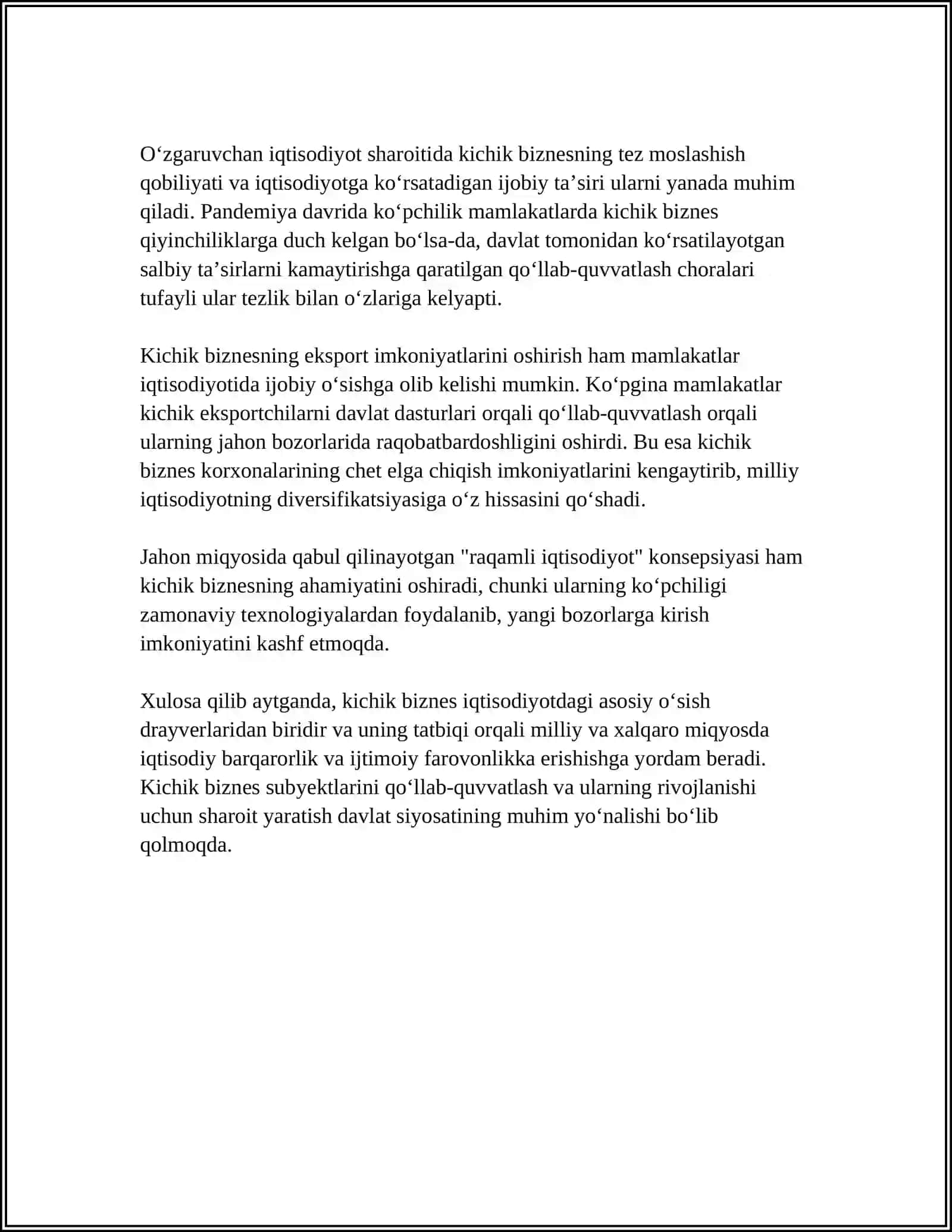 KICHIK BIZNESNI STATISTIKADAGI O'RNI 4
