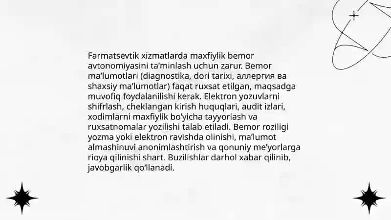 Shaxs avtonomiyasi va dori ta'minotida informatsiyalangan rozilik 4