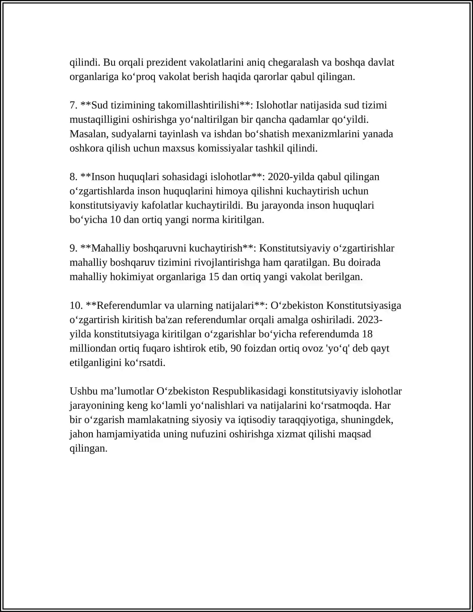 MUSTAQILLIK YILLARIDA DAVLAT BOSHQARUVI TIZIMIDA AMALGA OSHIRILGAN ISLOHOTLAR 4