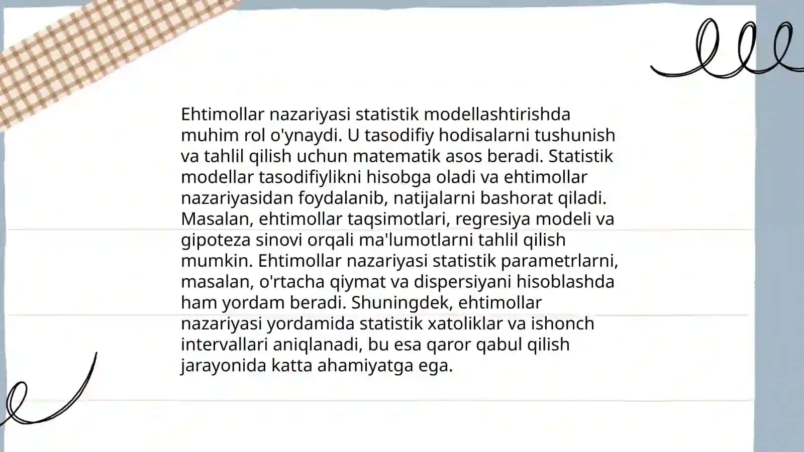 Modellashtirishning statistik asoslari 4