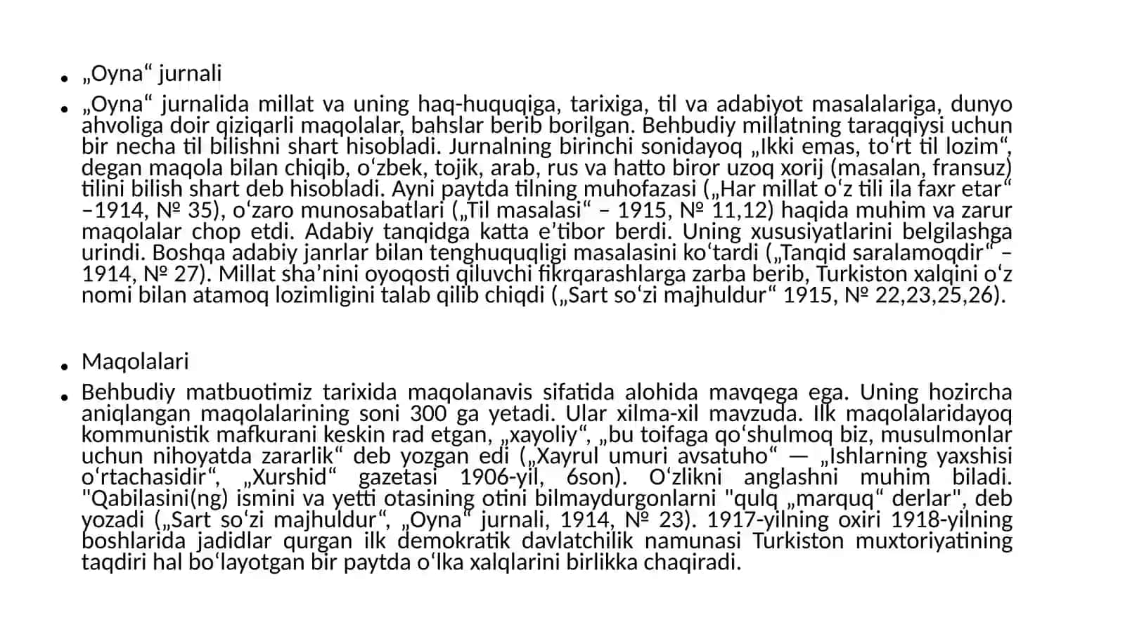 Mahmudxo’ja Behbudiyning “Yoshlarga murojaat” va “Muhtaram yoshlarga murojaat” maqolalarini tahlil qilish 4