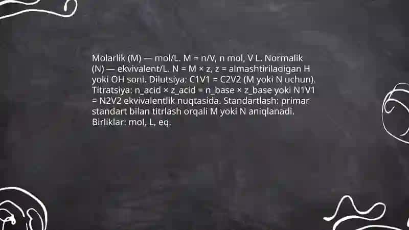 Kislоtа vа ishqоrlаr eritmаsini tаyyorlаsh Hаmdа ulаrni stаndаrtlаsh 4