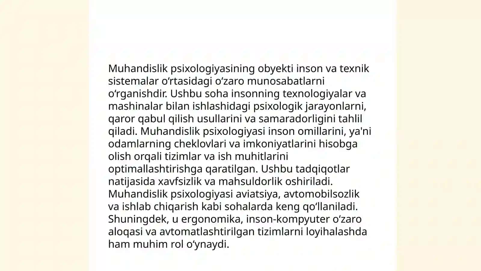 Muhandislik pisixalogiyasining predmeti, obyekti va vazifalari 4