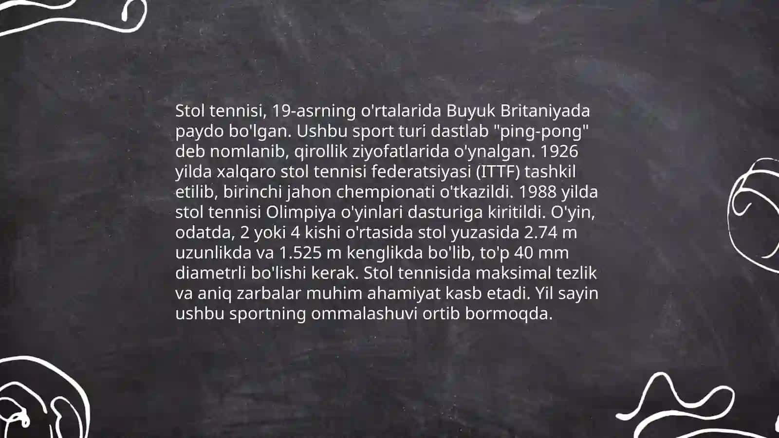Stol tennis tarixi va qoidalari 4
