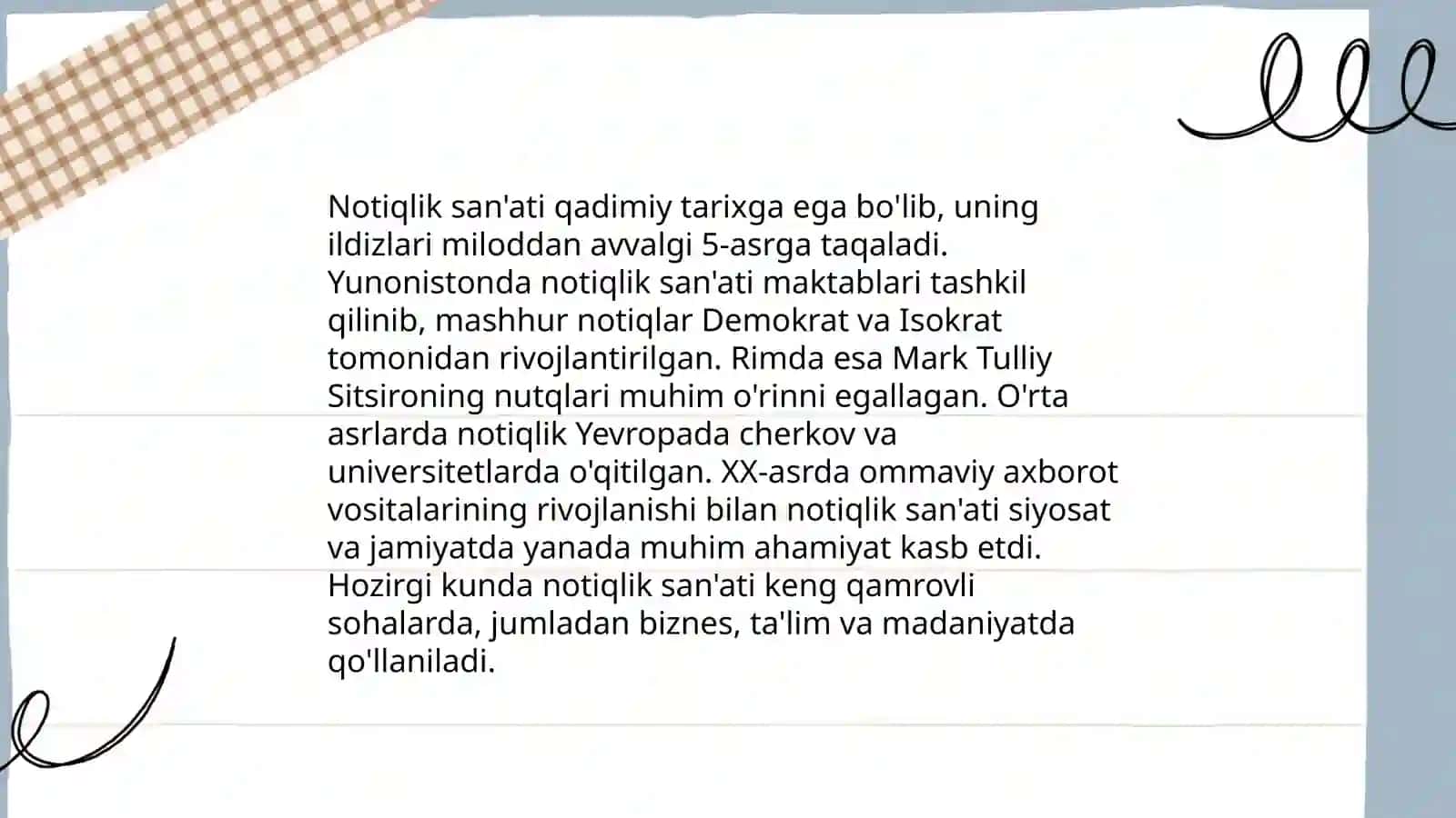 Notiqlik san'ati tushunchasi haqida. Notiqlik san'ati tarixi 4