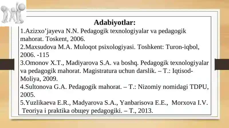 Metodik fanlarni o’qitish texnologiyasi 4