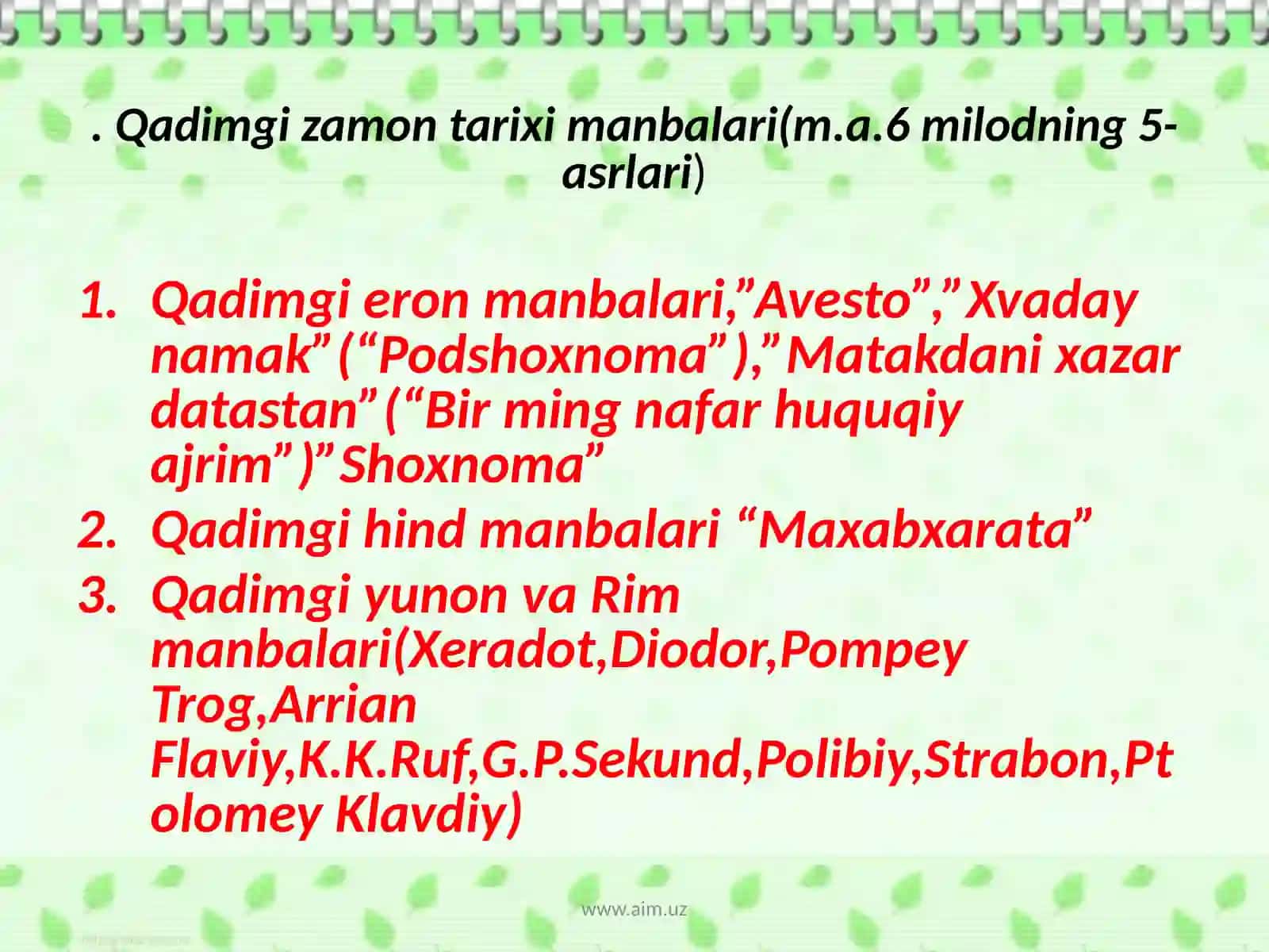 O`RTA OSIYO XALQLARINING QADIMGI TARIXI TARIXSHUNOSLIGI 4