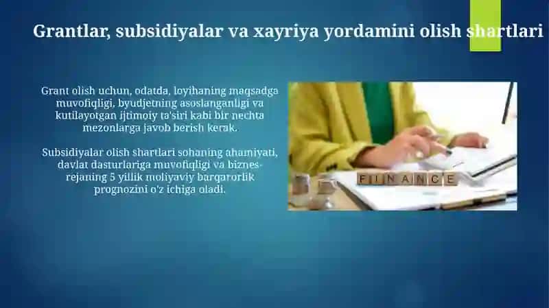 Grantlar, subsidiyalar va xayriya yordami: tushunchalar va turlari 4