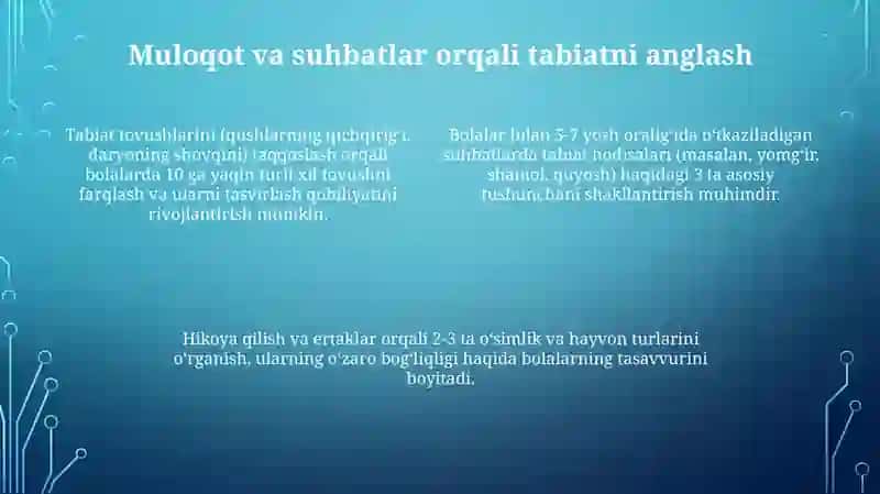 Tabiat bilan tanishtirishda og'zaki usullar 4