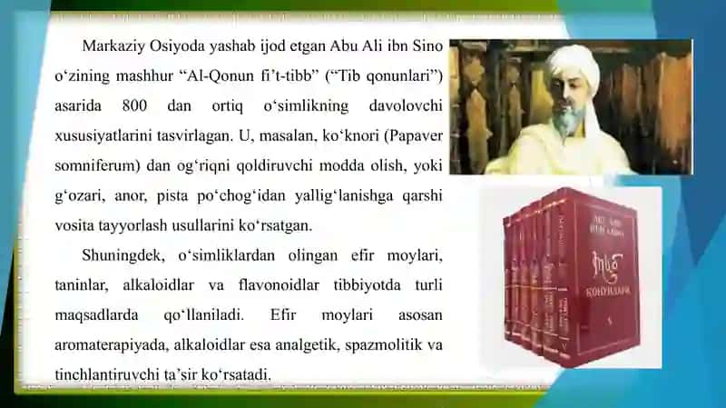 Qadimgi va zamonaviy dori vositalari sifatida oʻsimliklar - bezgak va xinin, tamaki, koʻknori va boshqalar 4