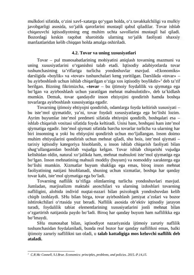 maruza matni 4_mavzu_Tovar_pul_munosabatlari_rivojlanishi_bozor_iqtisodiyoti 4