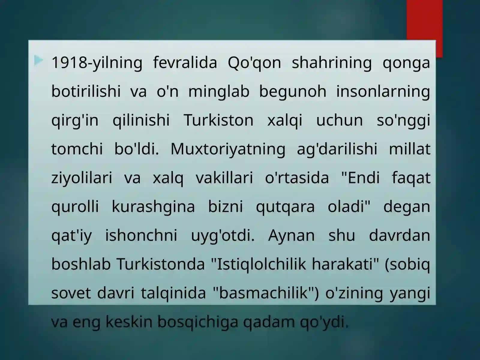 Turkistonda Mustabid Sovet hokimiyatiga qarshi qurolli harakat tarixi 4